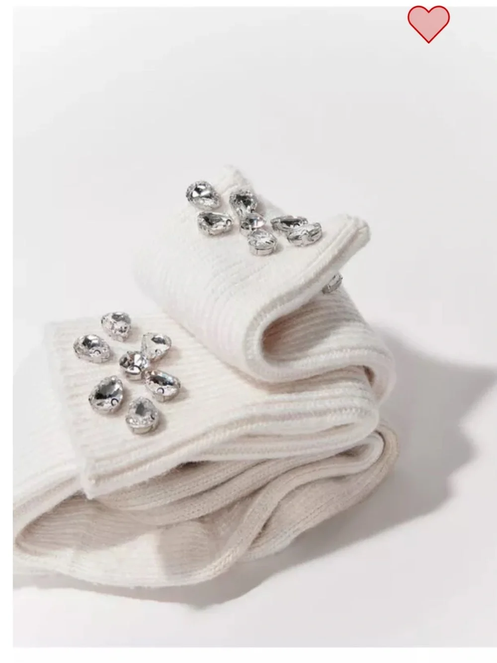 Maje New White, Ecru Long Knee High Socks With Rhinestone Embellished Size: OS